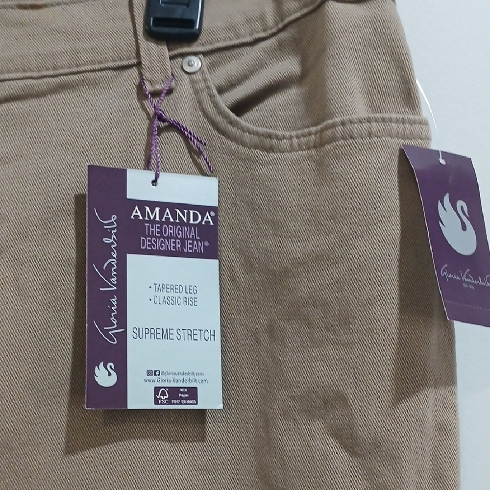 Gloria Vanderbilt Tan Straight-Leg Pants, New With Tags, Sz 16, Stretch - Picture 2 of 13